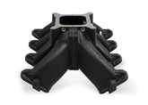 Single Plane Split-Design Race Intake Manifold- GM LS1/LS2/LS6- Black Carbureted Single Plane Split-Design Race Intake Manifold Fits All GM LS Gen III or IV Engines Equipped with LS1/LS2/LS6 Style Cathedral Port Cylinder Heads Holley