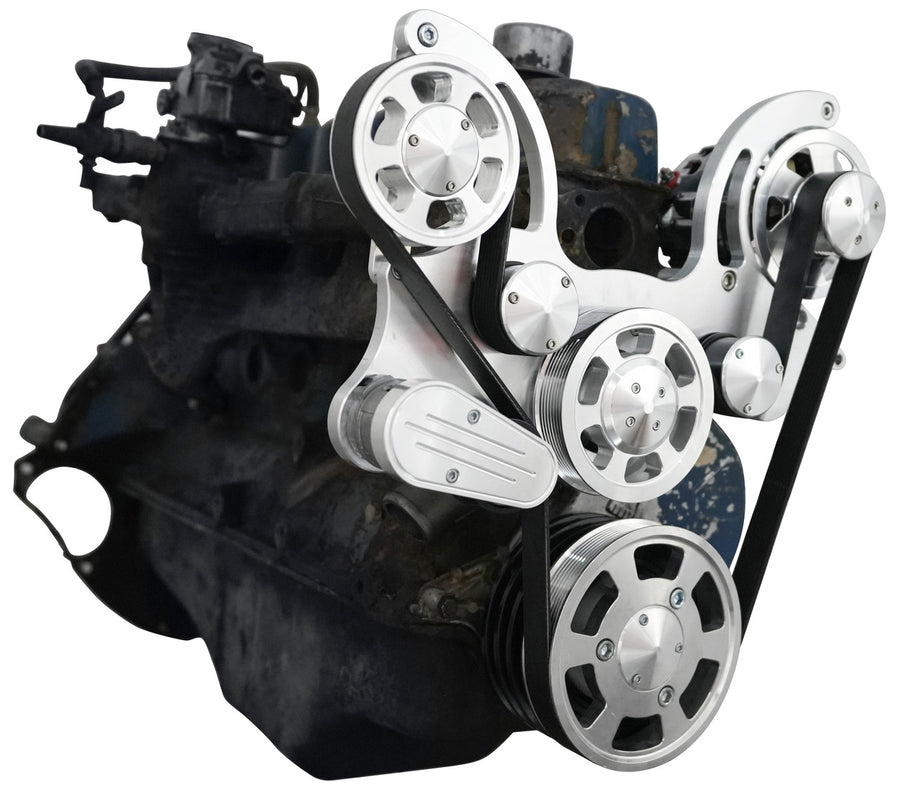 CVF Racing polished or c3 ceramic clear coat Wraptor serpentine system for Ford 240 and 300 straight six, 300-WRAPTOR