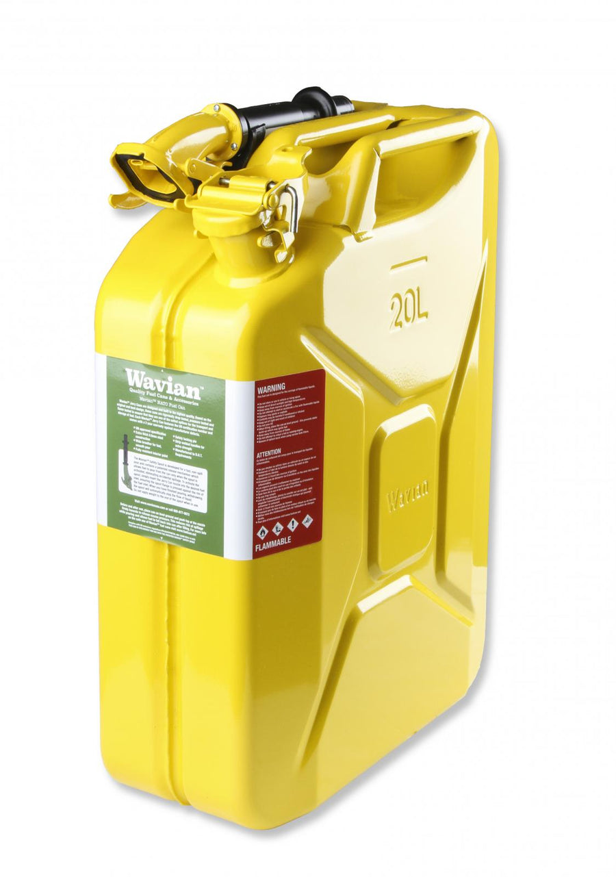 Jerry Can Yellow 5.3 Gallon 20 Liter Steel w/ Safety Cap and Spout Anvil Offroad
