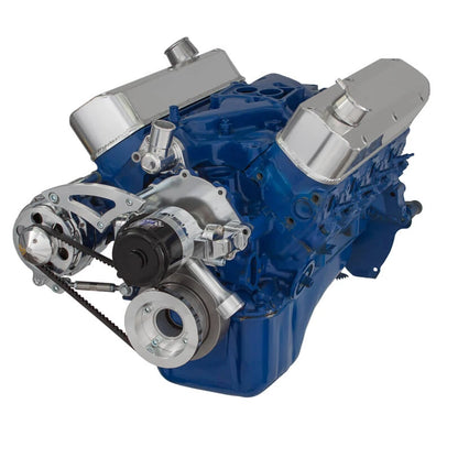 CVF Racing polished alternator only V-belt system for Ford 289, 302 and 351W with electric water pump, 302-ALT-SYSTEM-EWP