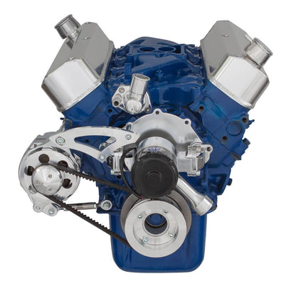 CVF Racing polished alternator only V-belt system for Ford 289, 302 and 351W with electric water pump, 302-ALT-SYSTEM-EWP