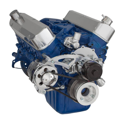 CVF Racing polished alternator only V-belt system for Ford 289, 302 and 351W with electric water pump, 302-ALT-SYSTEM-EWP