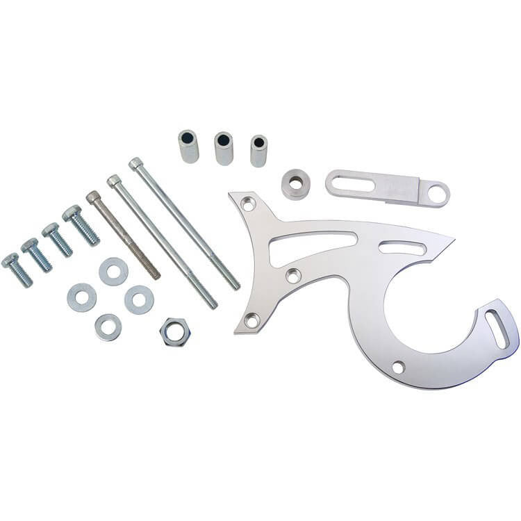 CVF Racing polished billet power steering bracket for 1965 to 1968 Ford 289, 302 and 351W small block, 302-PSBRKT-P