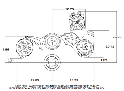 CVF Racing Stealth Black BEAST 8-rib serpentine conversion kit with A/C, alternator and power steering for Ford 289, 302 and 351W, B-302-SERPENTINE-AC