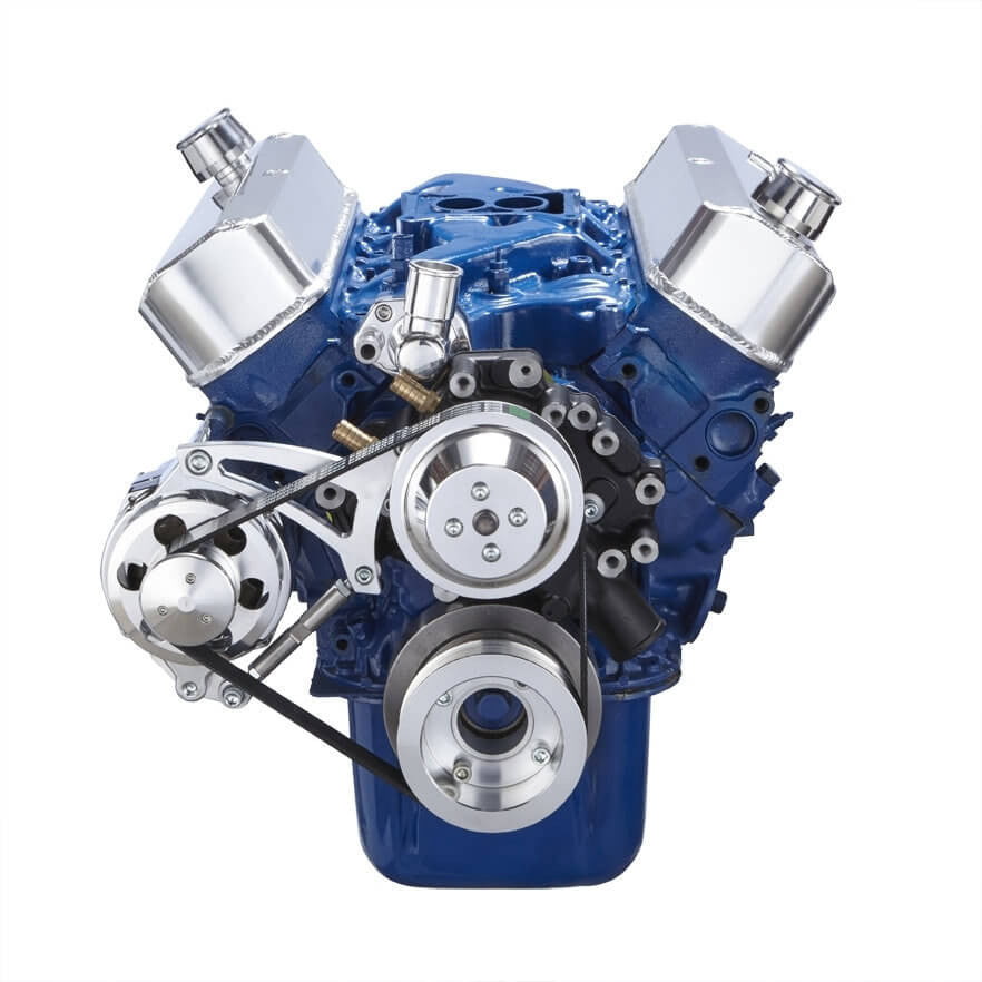 CVF Racing polished BEAST alternator only serpentine conversion kit for Ford 289, 302 and 351W, 302-SERPENTINE-ALT
