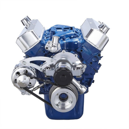 CVF Racing polished BEAST alternator only serpentine kit for Ford 289, 302 and 351W with electric water pump, 302-SERPENTINE-ALT-EWP