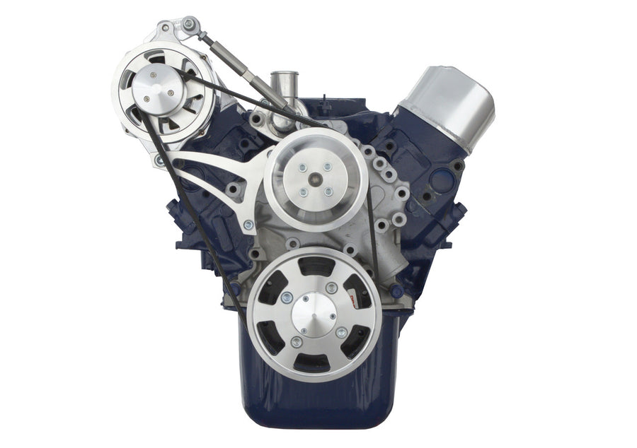 CVF Racing polished BEAST high mount alternator only serpentine kit with water pump for Ford 289 and 302, 302-SERPENTINE-ALT-H