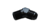 Vibrant -8 AN to 1/4 in NPT 45 Degree Elbow Adapter Fitting | 6061 Aluminum, Anodized Black | 10162