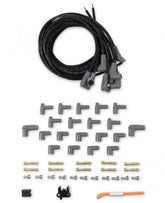 Black Super Conductor Universal 8 Cyl. 90 Degree Set Includes Terminals For Engines With Early Type (Socket) And Late Type (Hei Spark Plug Top) Distributor Caps. 90 Degree Boots And Terminals Factory Installed On One End MSD Ignition