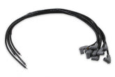 Black Super Conductor Universal 8 Cyl. 90 Degree Set Includes Terminals For Engines With Early Type (Socket) And Late Type (Hei Spark Plug Top) Distributor Caps. 90 Degree Boots And Terminals Factory Installed On One End MSD Ignition