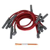 Super Conductor Spark Plug Wire Set Chrysler 318-360, Socket For Use On Chrylser 318-360 Engines With Socket Boots, Red Jacket MSD Ignition