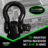 Rhino USA Shackle Hitch Receiver W/ D-Ring (Red)