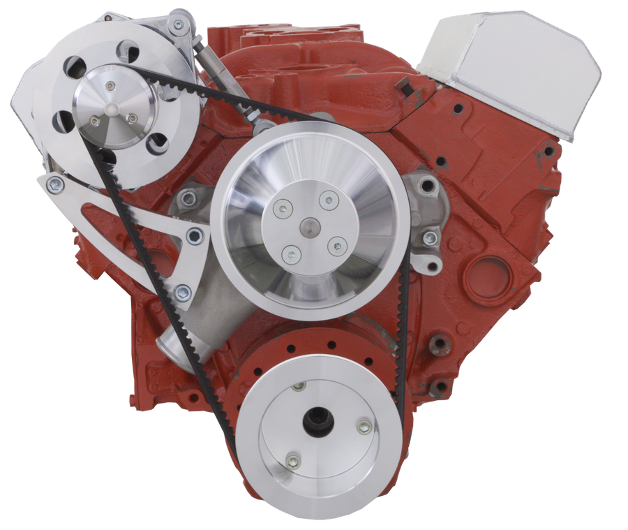 CVF Racing 350-ALT-SYSTEM-L-LWP V-Belt Alternator-Only Pulley & Bracket System, Polished