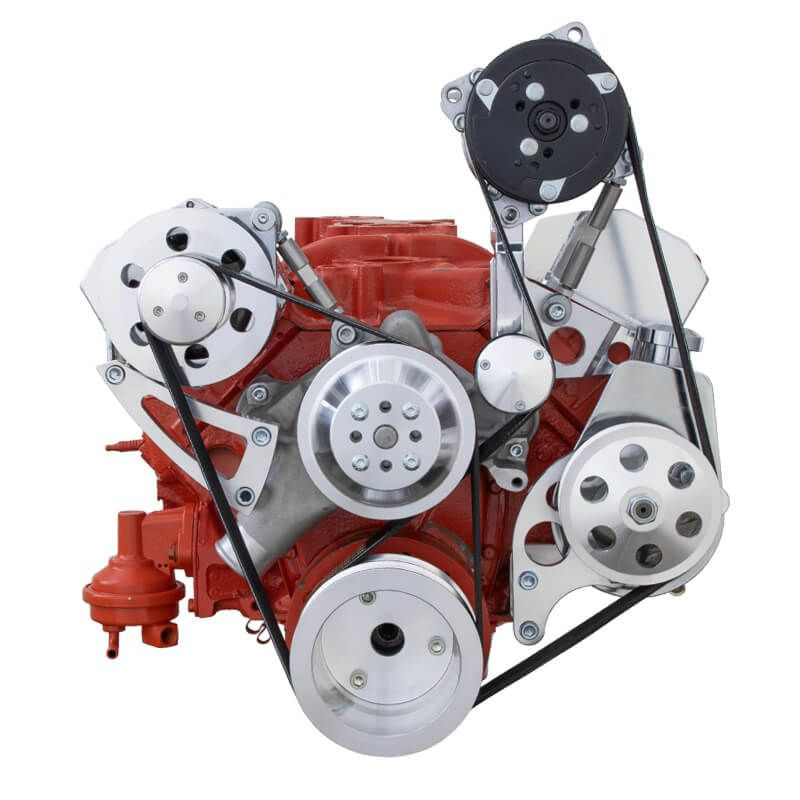 CVF Racing 350-SERPENTINE-AC-L BEAST 8-Rib Serpentine Conversion, AC, Power Steering & High-Mount Alternator, Polished