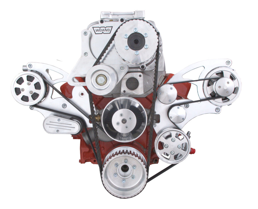 CVF Racing SBC Wraptor serpentine system for Roots blower, Polished, 350SC-WRAPTOR