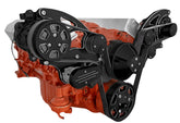 CVF Racing Black Diamond Wraptor wide mount serpentine system for Small Block Chevy 283, 302, 305, 327, 350 or 400, BD-350W-WRAPTOR