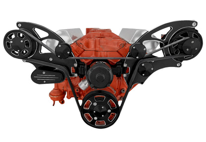 CVF Racing Black Diamond Wraptor wide mount serpentine system for Small Block Chevy 283, 302, 305, 327, 350 or 400, BD-350W-WRAPTOR-EWP