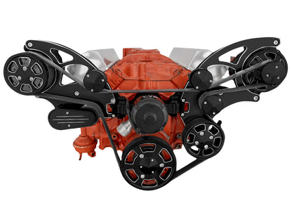 CVF Racing Black Diamond Wraptor wide mount serpentine system for Small Block Chevy 283, 302, 305, 327, 350 or 400, BD-350W-WRAPTOR-EWP