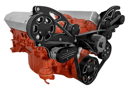 CVF Racing Black Diamond Wraptor wide mount serpentine system for Small Block Chevy 283, 302, 305, 327, 350 or 400, BD-350W-WRAPTOR-EWP