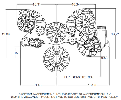 CVF Racing black diamond Reaper serpentine system for Ford 351 Cleveland, 351M and 400, BD-351C-RP