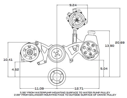 CVF Racing polished BEAST alternator only serpentine conversion kit for Ford 351C, 351M and 400, 351C-SERPENTINE-ALT