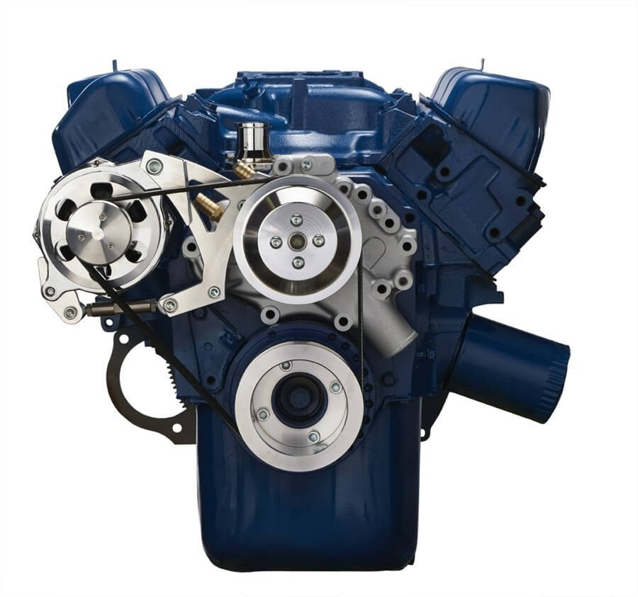 CVF Racing polished BEAST alternator only serpentine conversion kit for Ford 351C, 351M and 400, 351C-SERPENTINE-ALT