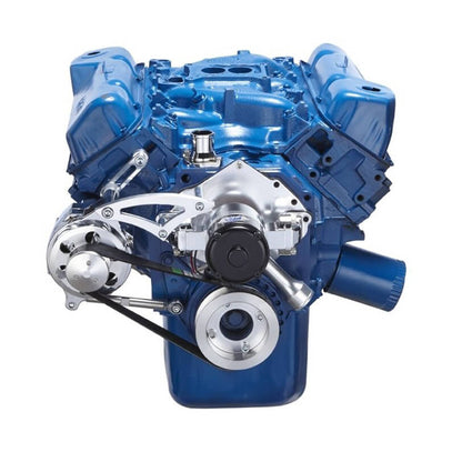 CVF Racing polished BEAST alternator only serpentine kit for Ford 351C electric water pump, 351C-SERPENTINE-ALT-EWP