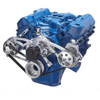 CVF Racing polished BEAST serpentine kit with power steering and alternator for Ford 351C electric water pump, 351C-SERPENTINE-PS-EWP