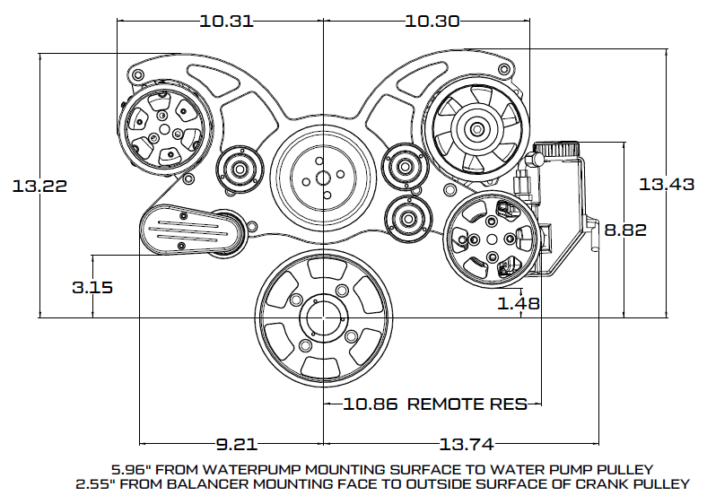 CVF Racing black diamond Wraptor serpentine system for Ford 351C, 351M and 400, BD-351C-WRAPTOR