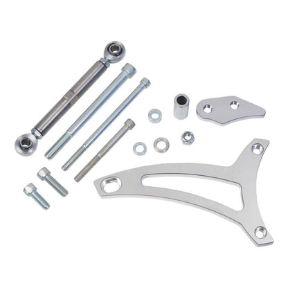 CVF Racing polished mid-mount alternator bracket for 1969 and later Ford 351W small block, 351W-ALTBRKT-D