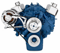 CVF Racing polished V-belt alternator pulley and bracket system for Chrysler small block 318/340/360, 360-ALT-SYSTEM