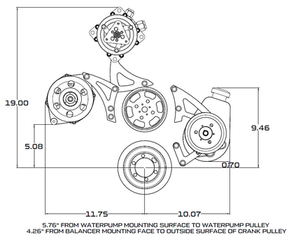 CVF Racing polished BEAST 8-rib serpentine conversion kit, alternator and power steering, for Chrysler small block 318/340/360, 360-SERPENTINE-PS