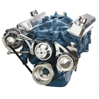 CVF Racing polished BEAST 8-rib serpentine conversion kit, alternator and power steering, for Chrysler small block 318/340/360, 360-SERPENTINE-PS