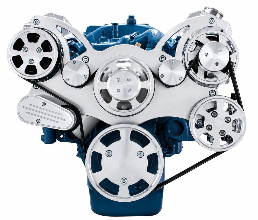CVF Racing polished or C3 ceramic clear coat WRAPTOR all inclusive 8-rib serpentine system for Mopar small block 273/318/340/360, 360-WRAPTOR