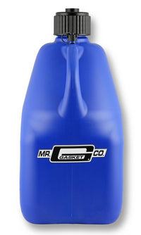 Utility Jug with Filler Hose Square Plastic 5 Gallon Blue Mr Gasket