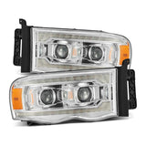 AlphaRex 02-05 Dodge Ram 1500 LUXX LED Proj Headlights Plank Style Chrome w/Activ Light/Seq Signal