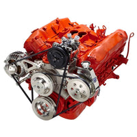 CVF Racing polished V-belt alternator, power steering and A/C pulley and bracket system for Chrysler big block, 440-AC-SYSTEM