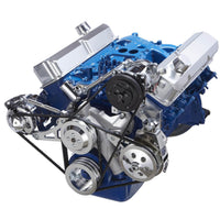 CVF Racing polished V-belt A/C, alternator and Saginaw power steering system for Ford FE 390, 427 and 428, 390-AC-SYSTEM-S