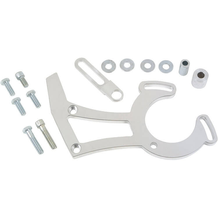 CVF Racing polished power steering bracket for Ford pump on Ford FE 390, 427 and 428, 390-PSBRKT-F