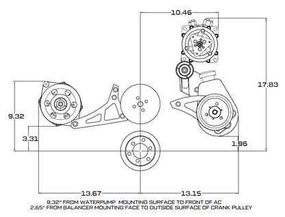 CVF Racing Stealth Black BEAST alternator-only serpentine conversion kit for Ford FE 390, 427 and 428, B-390-SERPENTINE-ALT