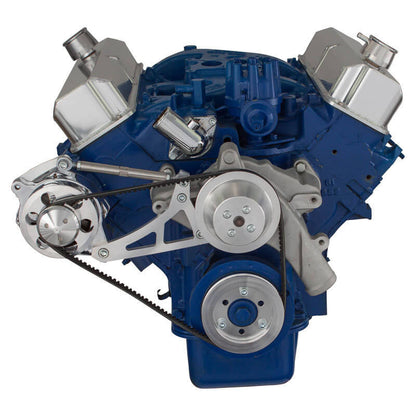 CVF Racing polished V-belt alternator-only system for Ford FE 390, 427 and 428, 390-ALT-SYSTEM