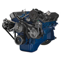 CVF Racing Stealth Black BEAST serpentine conversion kit with alternator, power steering and A/C for Ford FE 390, 427 and 428, B-390-SERPENTINE-AC