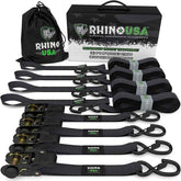Rhino USA Medium Duty Ratchet Strap Tie-Down 4-Pack (Black)
