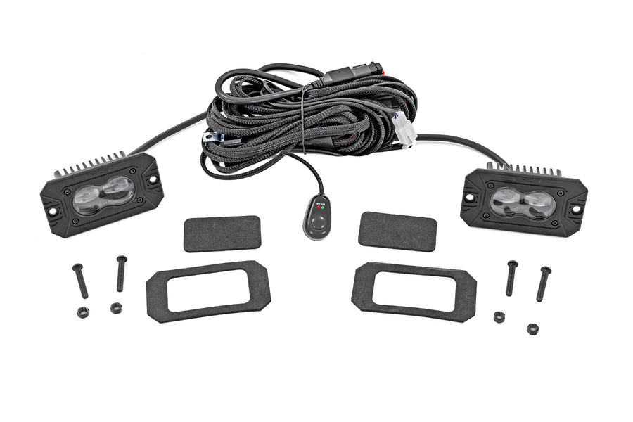 3x1.75 Inch Black Series | Yellow | LED Slim Aux | SAE Fog | Flush Mount | Pair
