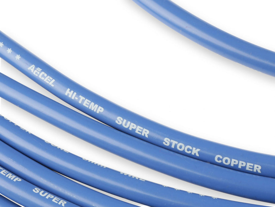Spark Plug Wire Set Super Stock Copper Core 8MM 90 Deg. Boots Blue 4039B, Spark Plug Wires, Super Stock, Copper Core, 8Mm, Blue ACCEL
