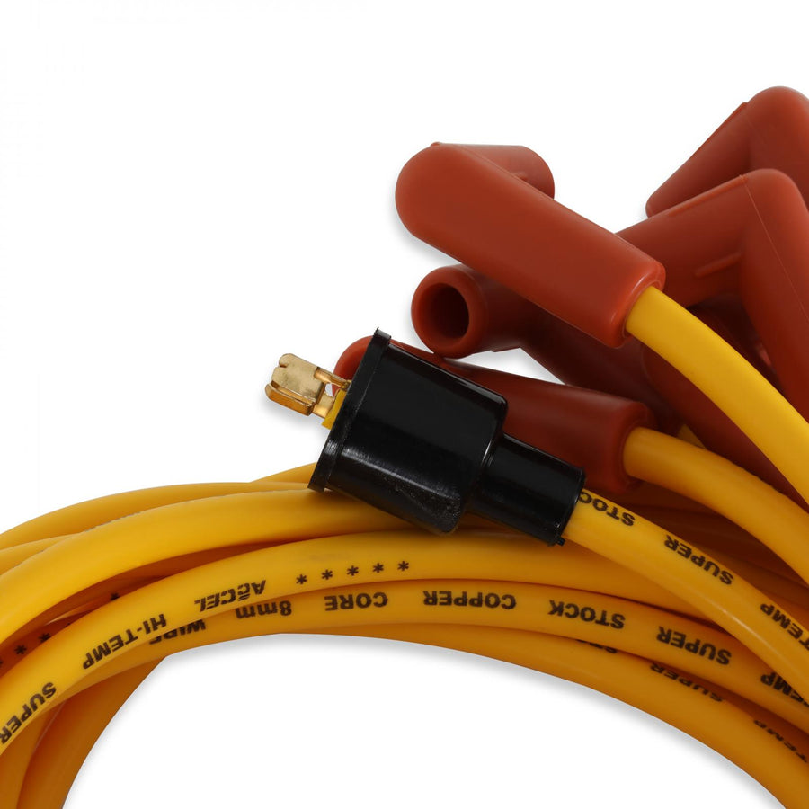 Spark Plug Wire Set 8MM Yellow With Orange Straight Boots 4039, Spark Plug Wires, Super Stock, Copper Core, 8Mm, Yellow ACCEL