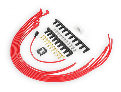 Spark Plug Wire Set- 8Mm- Super Stock Universal-Graphite Core- 90 Deg Boots- Red 4041R Universal Fit Super Stock 8MM Spark Plug Wires Feature A Spiral Core And Red Silicone Jacket ACCEL