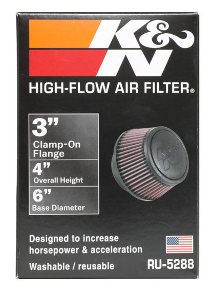 K&N Universal Air Filter | Round Tapered, 3in Flange, 3in Tall | RU-5288