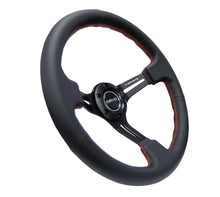 Load image into Gallery viewer, NRG Reinforced Steering Wheel (350mm / 3in. Deep) Black Leather/Red Stitch &amp; Blk 3-Spoke w/Slits