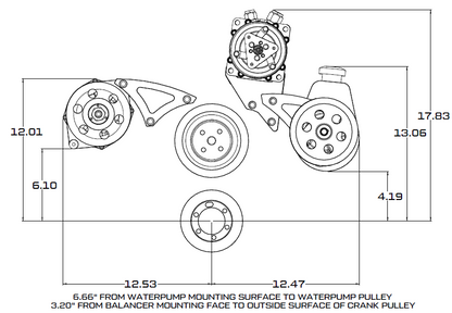 CVF Racing polished V-belt alternator only pulley and bracket system for Chrysler big block, 440-ALT-SYSTEM